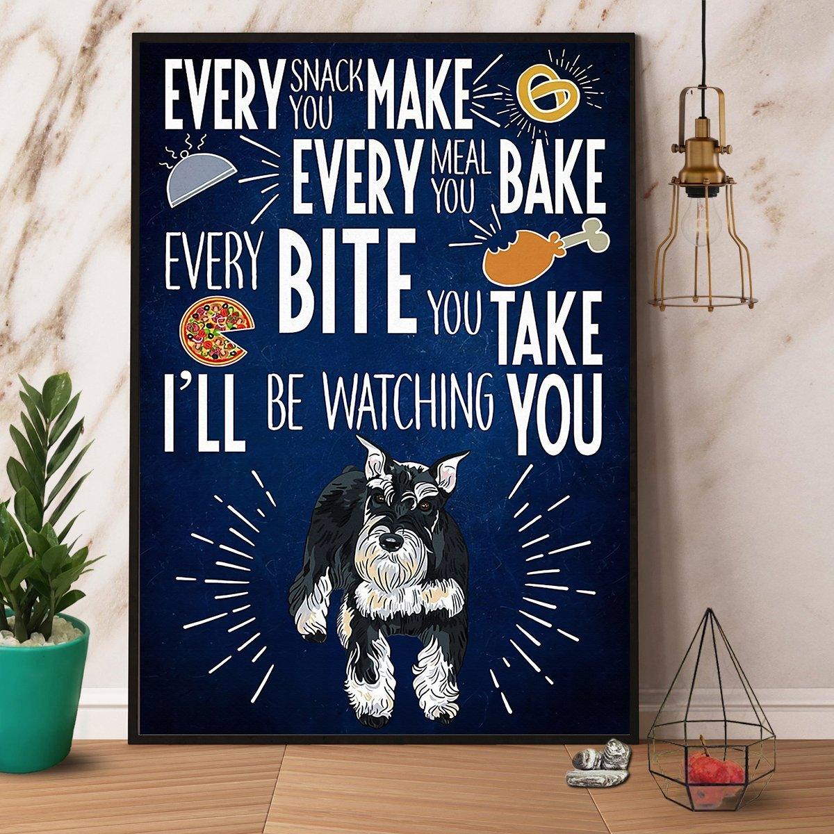 Schnauzer Dog Portrait Canvas - Funny Schnauzer I’ll Be Watching You Portrait Canvas - Gift For Dog Lovers, Schnauzer Owner, Friends, Family