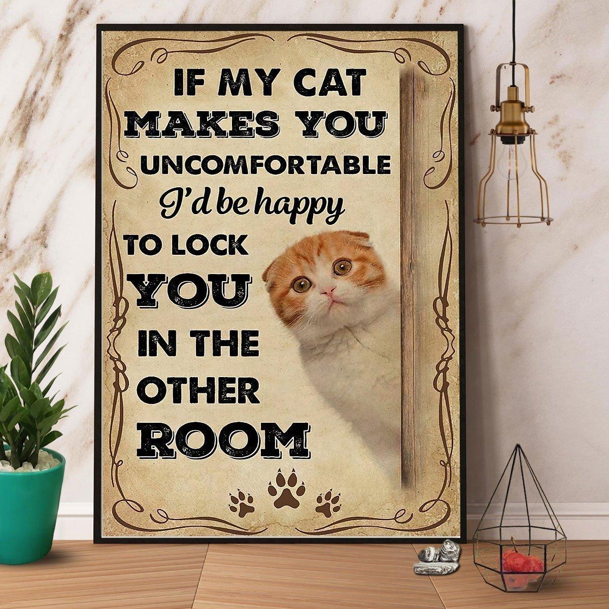 Scottish Portrait Canvas - Cat, Fold If My Cat Makes You Uncomfortable - Gift For Cat Lovers, Family, Friends Portrait Canvas, Wall Decor Visual Art
