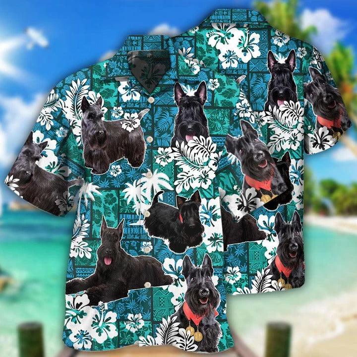 Scottish Terrier Aloha Hawaii Shirt - Scottish Terrier Dog Lovely Tribal Tropical Style Hawaiian Shirt For Summer - Perfect Gift For Dog Lovers, Friend, Family