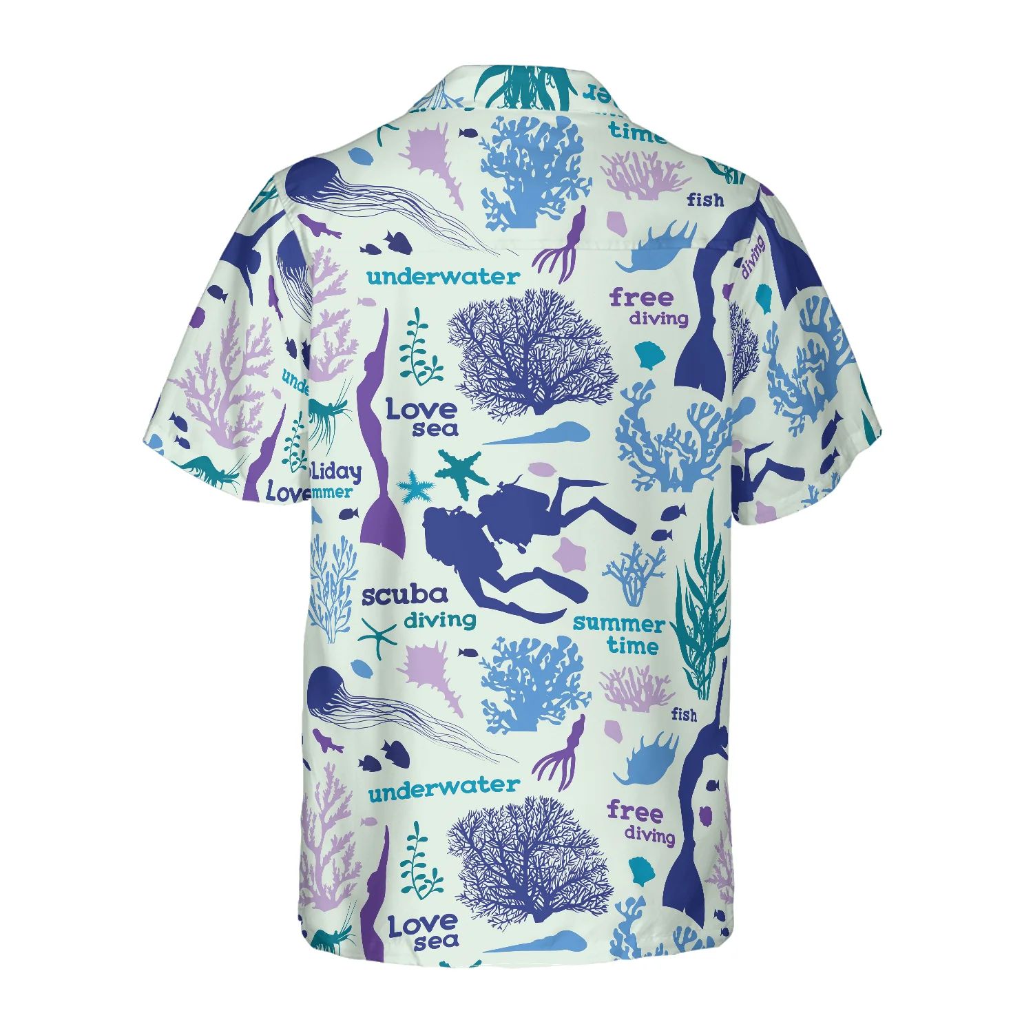 Scuba Diver And Sea Pattern Hawaiian Shirt, Colorful Summer Aloha Shirt For Men Women, Gift For Friend, Team, Diving Lovers - Image 2