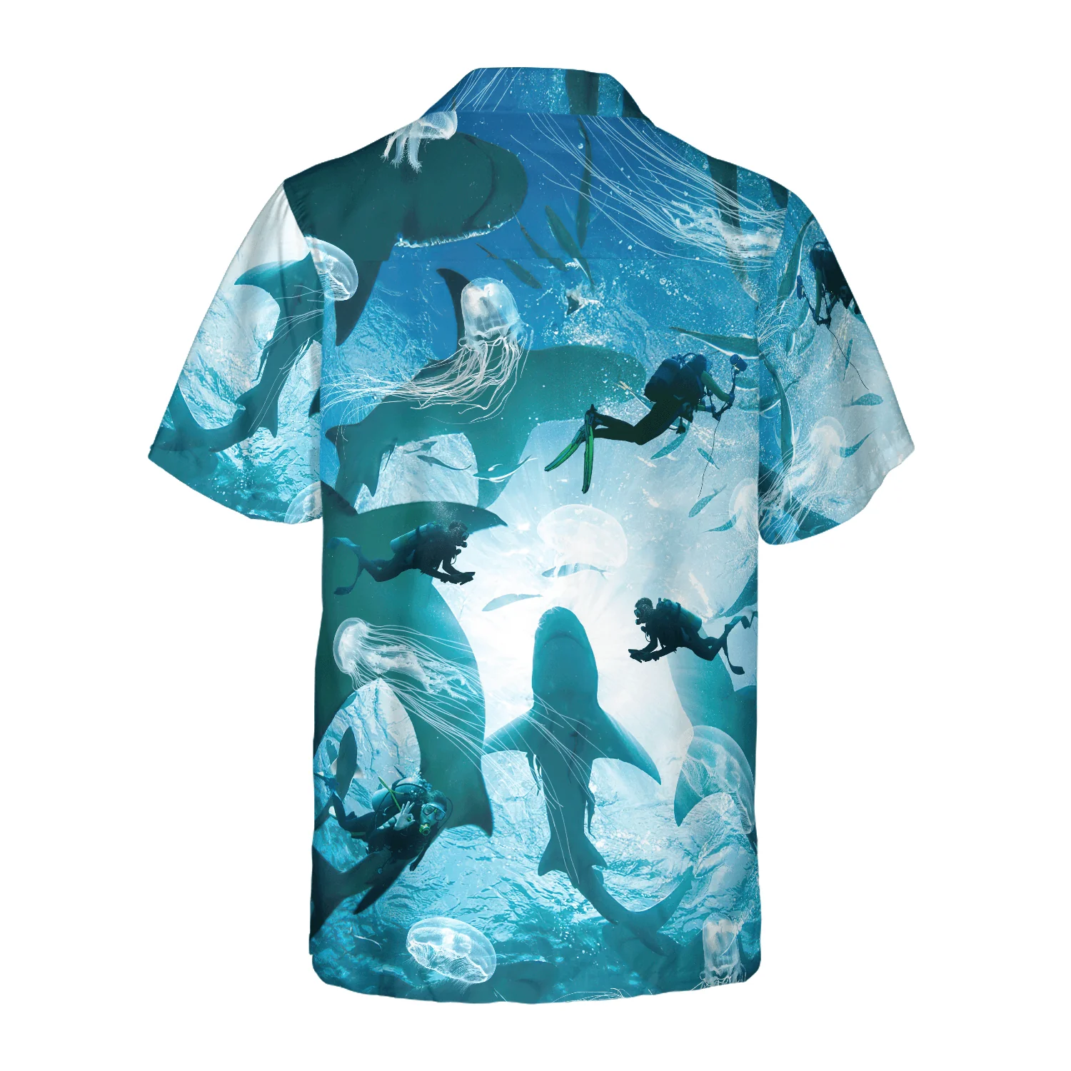 Scuba Diving With Sharks Hawaiian Shirt, Colorful Summer Aloha Shirt For Men Women, Gift For Friend, Team, Diving Lovers - Image 2