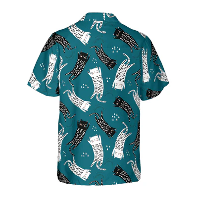 Seamless Pattern With Funny Cat Hawaiian Shirt, Cute Cat Aloha Shirt For Men - Perfect Gift For Cat Lovers, Husband, Boyfriend, Friend, Family - Image 3