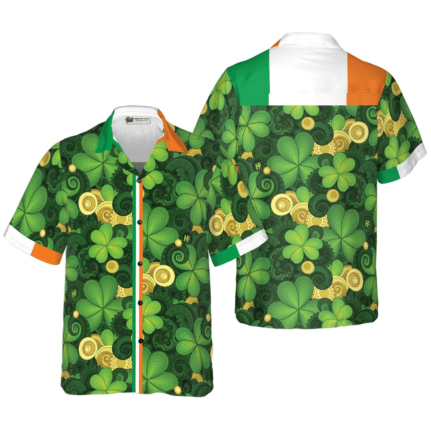 Shamrock And Gold Coins Saint St Patrick's Day Irish Ireland Hawaiian Shirt, Colorful Summer Aloha Shirt For Men Women, Perfect Gift For Husband, Wife