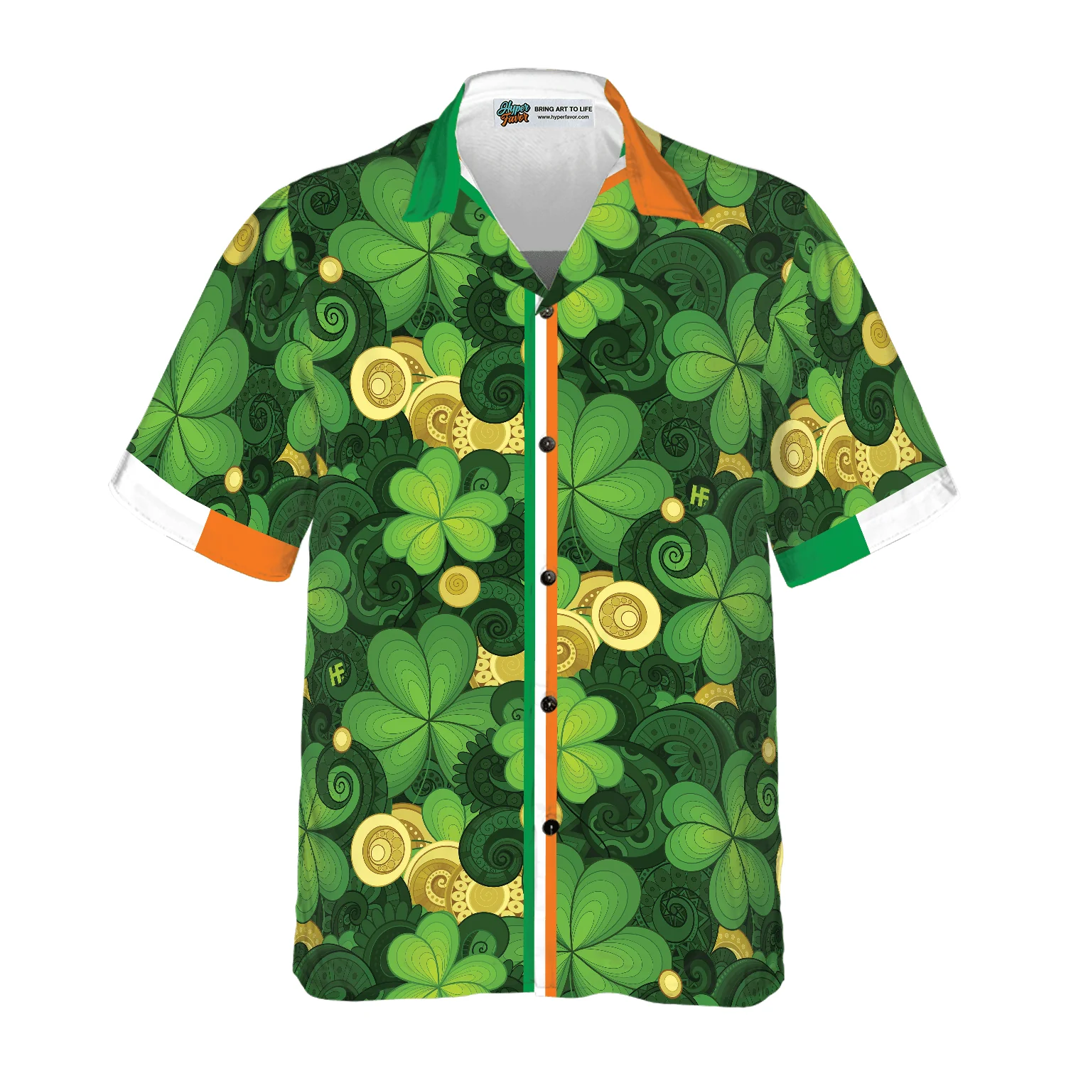 Shamrock And Gold Coins Saint St Patrick's Day Irish Ireland Hawaiian Shirt, Colorful Summer Aloha Shirt For Men Women, Perfect Gift For Husband, Wife - Image 4