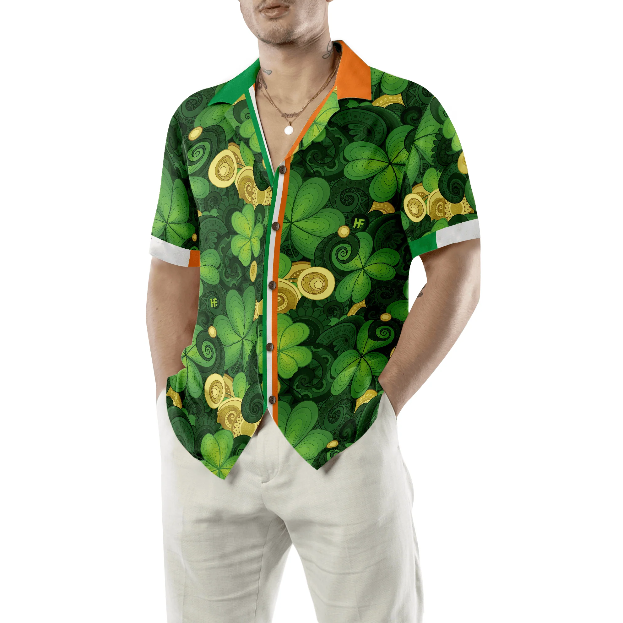 Shamrock And Gold Coins Saint St Patrick's Day Irish Ireland Hawaiian Shirt, Colorful Summer Aloha Shirt For Men Women, Perfect Gift For Husband, Wife - Image 5