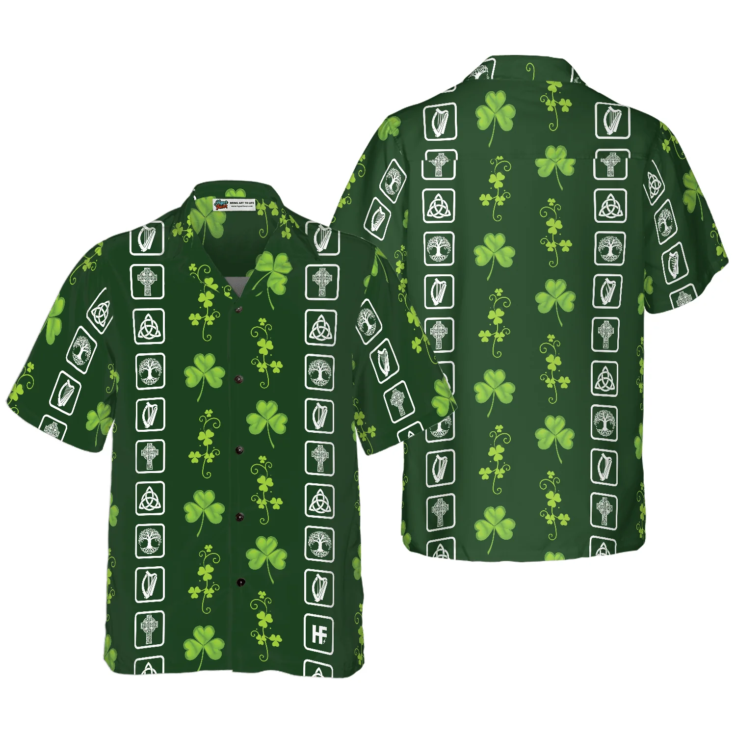 Shamrock Irish Symbols Hawaiian Shirt, Colorful Summer Aloha Shirts For Men Women, Perfect Gift For Husband, Wife, St. Patrick's Day