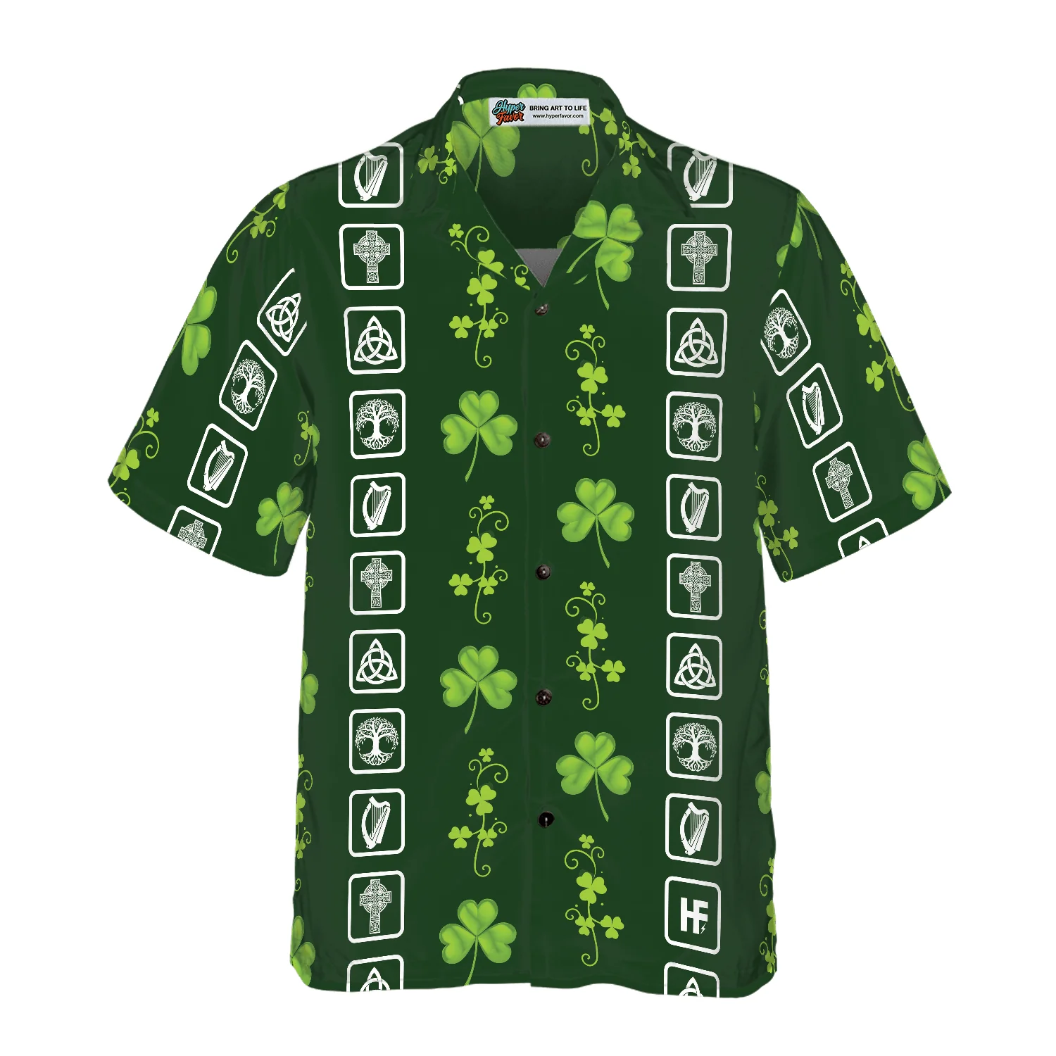 Shamrock Irish Symbols Hawaiian Shirt, Colorful Summer Aloha Shirts For Men Women, Perfect Gift For Husband, Wife, St. Patrick's Day - Image 4