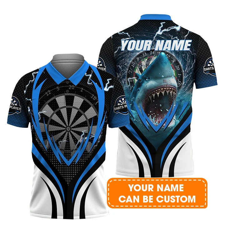 Shark And Darts Custom Name Sweatshirt, Bullseye Dartboard Personalized Sweatshirt - Image 6