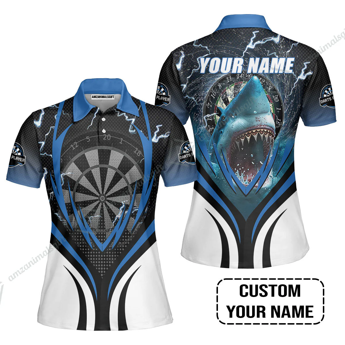 Shark And Darts Custom Name Sweatshirt, Bullseye Dartboard Personalized Sweatshirt - Image 7