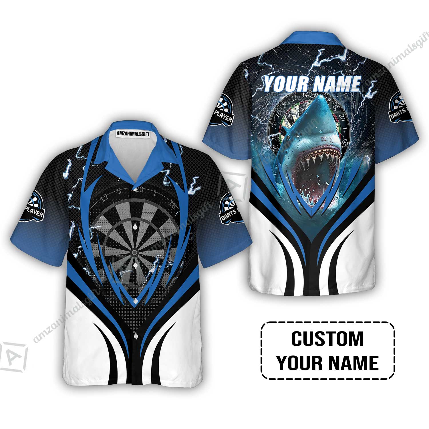 Shark And Darts Custom Name Sweatshirt, Bullseye Dartboard Personalized Sweatshirt - Image 8