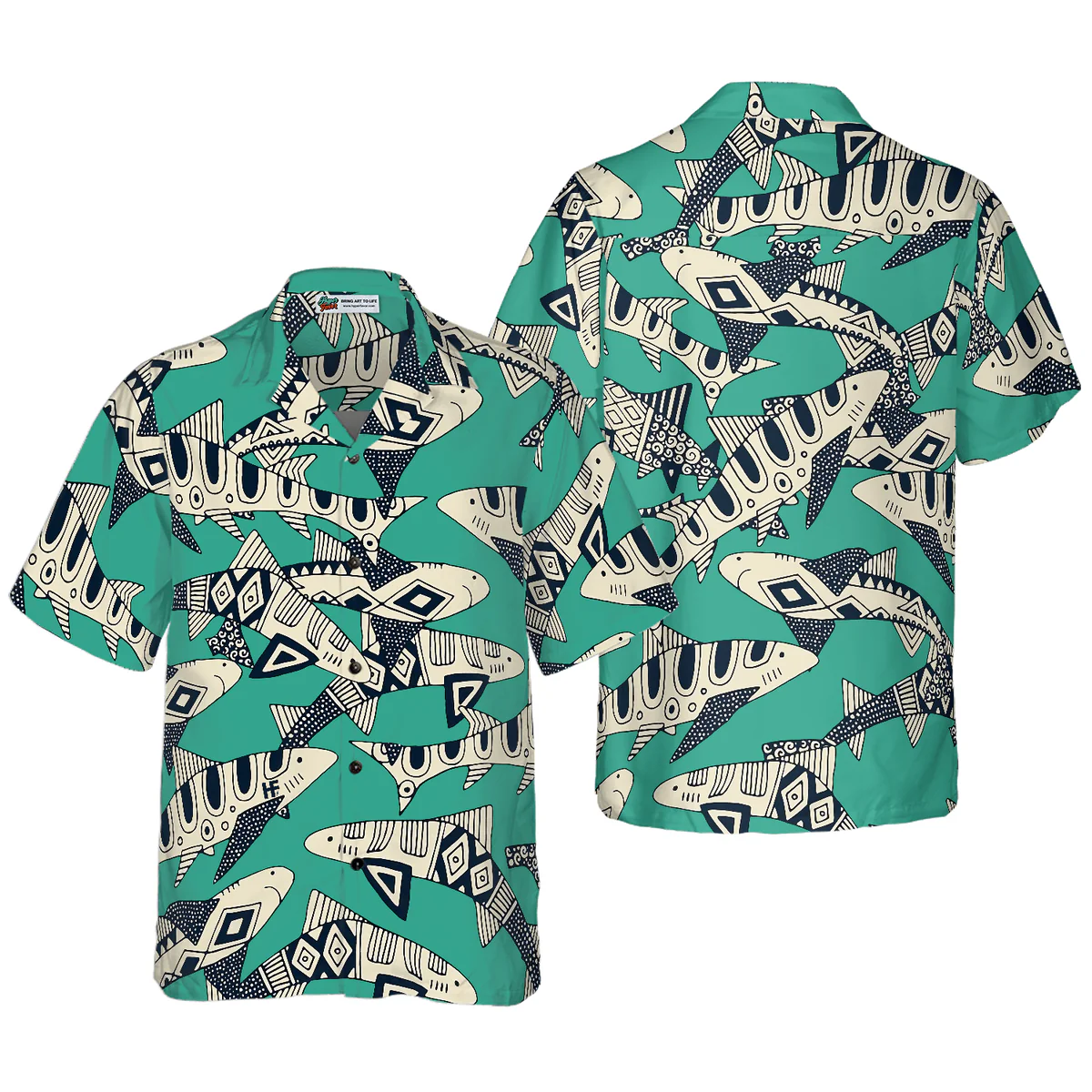 Shark Hawaiian Shirt, Blue Ocean, Sharks On Ocean Aloha Shirt For Men - Perfect Gift For Husband, Boyfriend, Friend, Family