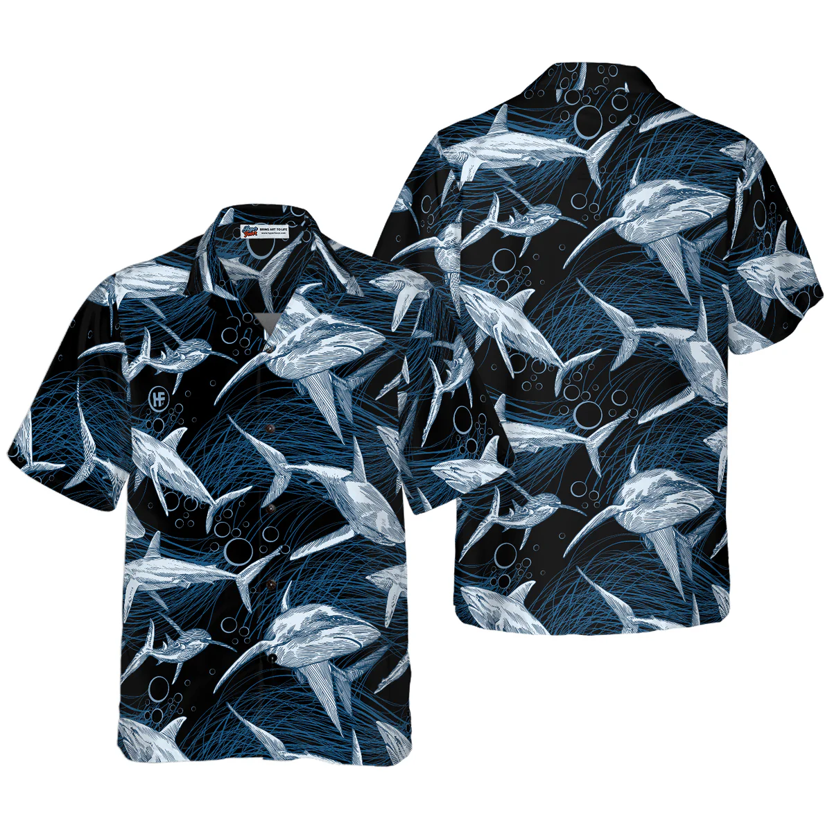Shark Hawaiian Shirt, Under Water Sharks Aloha Shirt For Men - Perfect Gift For Husband, Boyfriend, Friend, Family