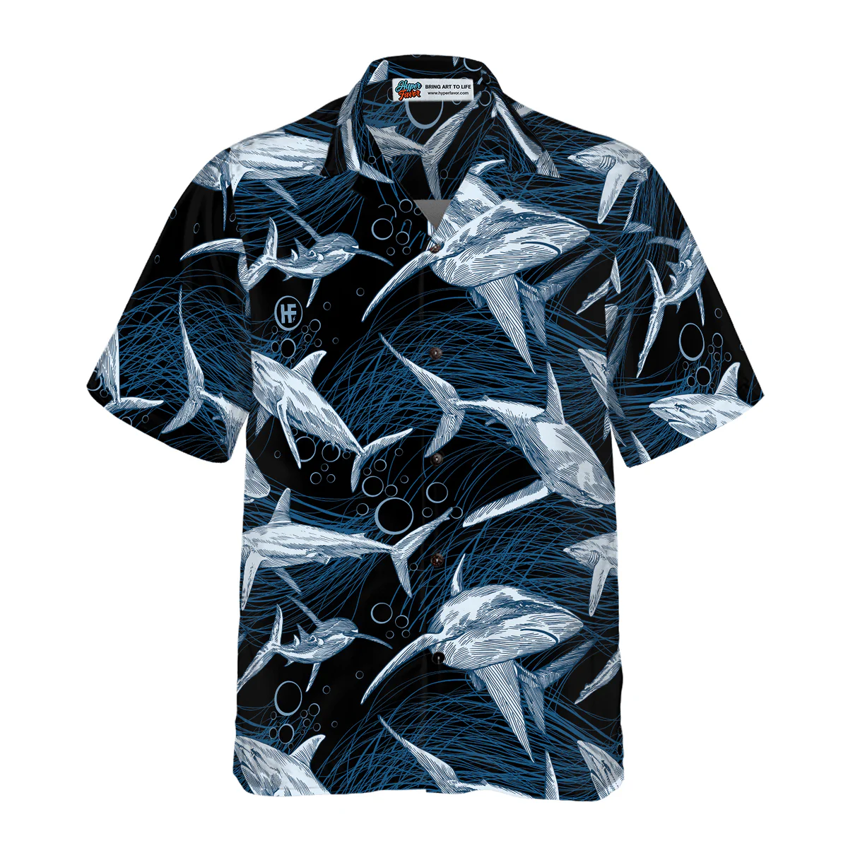 Shark Hawaiian Shirt, Under Water Sharks Aloha Shirt For Men - Perfect Gift For Husband, Boyfriend, Friend, Family - Image 2