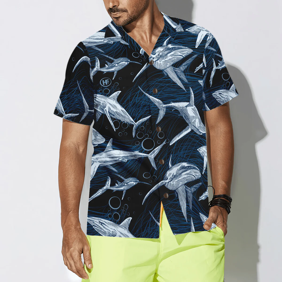 Shark Hawaiian Shirt, Under Water Sharks Aloha Shirt For Men - Perfect Gift For Husband, Boyfriend, Friend, Family - Image 4