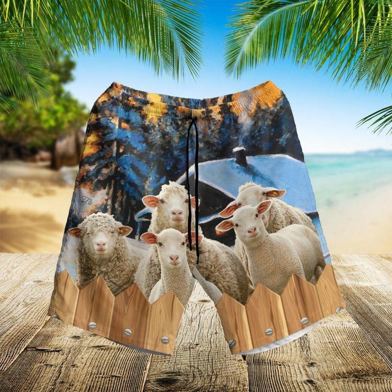 Sheep Cattle Aloha Hawaiian Shirt - Funny Sheep Winter Farmhouse Hawaiian Shirt, Farmhouse Forest Hawaiian Shirt For Men & Women, Sheep Lover - Image 3