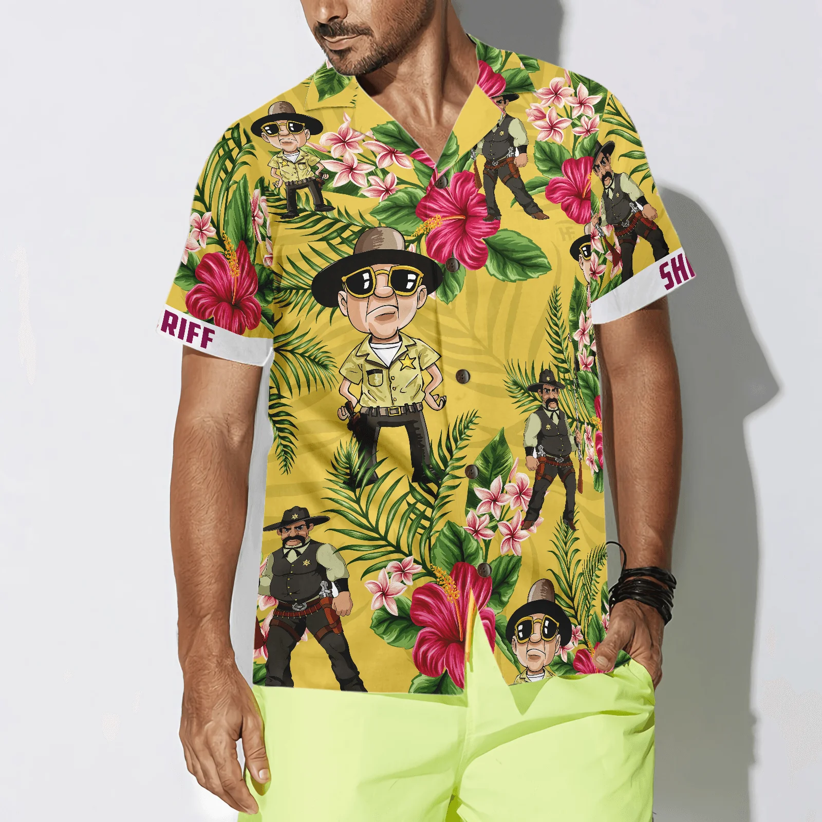 Sherif Hawaiian Shirt, Tropical Floral Proud Sherif Aloha Shirt For Men - Perfect Gift For Sherif, Friend, Husband, Boyfriend, Family - Image 3