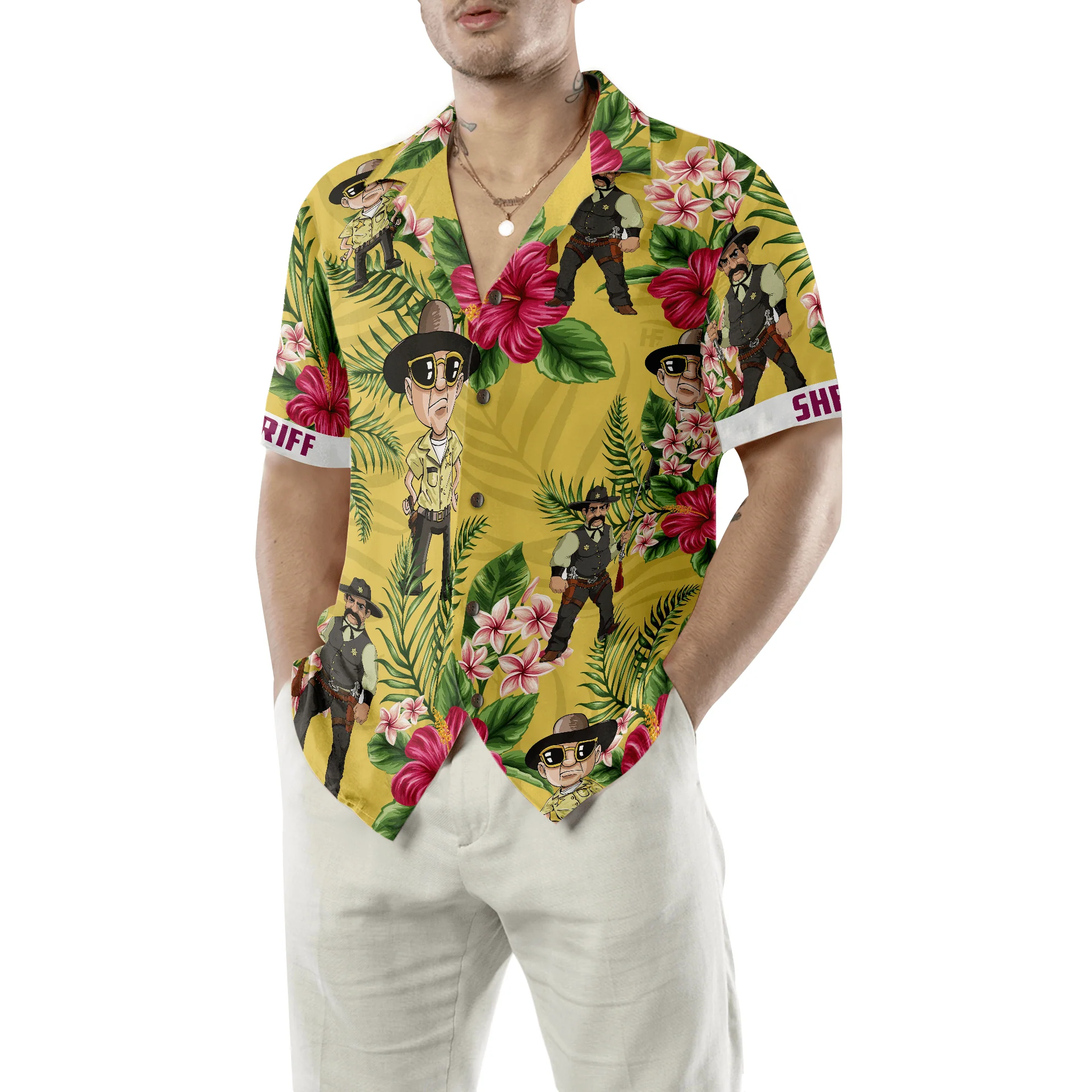 Sherif Hawaiian Shirt, Tropical Floral Proud Sherif Aloha Shirt For Men - Perfect Gift For Sherif, Friend, Husband, Boyfriend, Family - Image 5