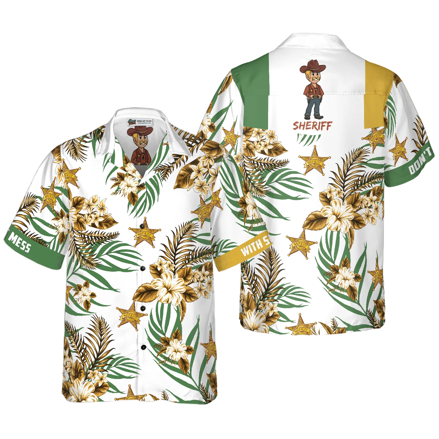 Sheriff Hawaiian Shirt, Don't Mess With Sheriff Aloha Shirt For Men - Perfect Gift For Sheriff, Husband, Boyfriend, Friend, Family
