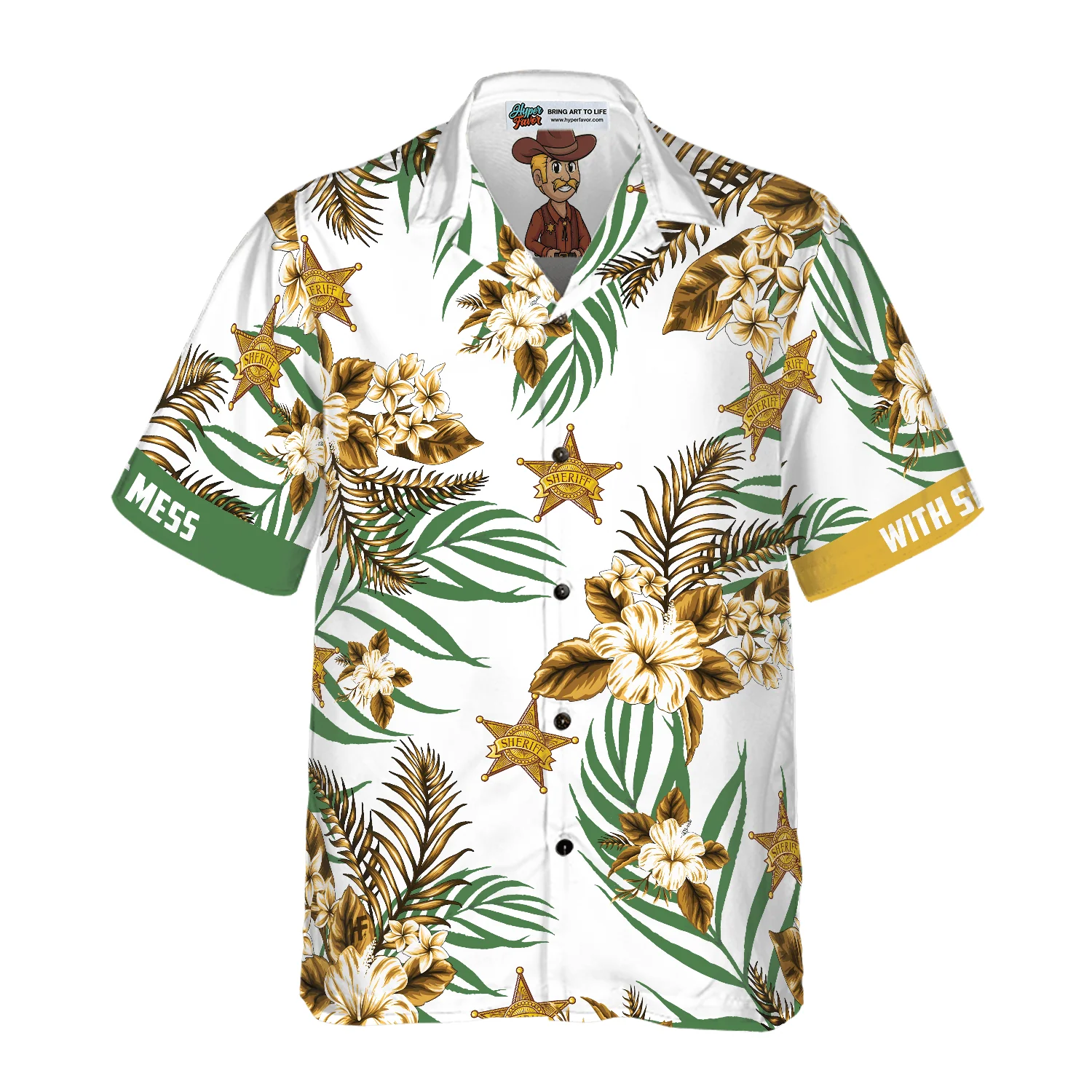 Sheriff Hawaiian Shirt, Don't Mess With Sheriff Aloha Shirt For Men - Perfect Gift For Sheriff, Husband, Boyfriend, Friend, Family - Image 4