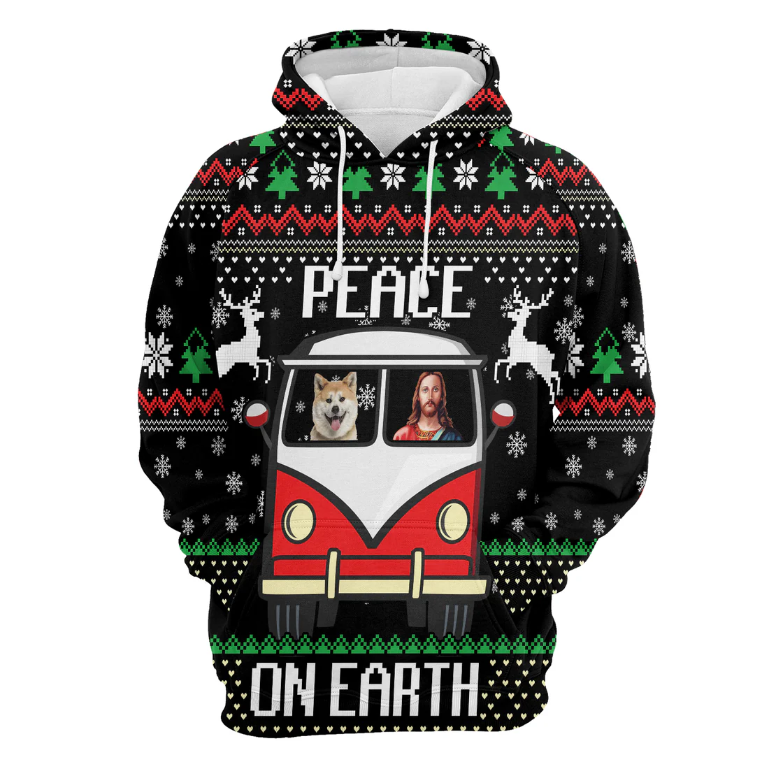 Shiba Inu Xmas Premium Christmas Hoodie, Shiba Inu Peace On Earth Funny Unisex Hoodie For Men & Women - Perfect Gift For Christmas, Shiba Inu Lovers - Image 2