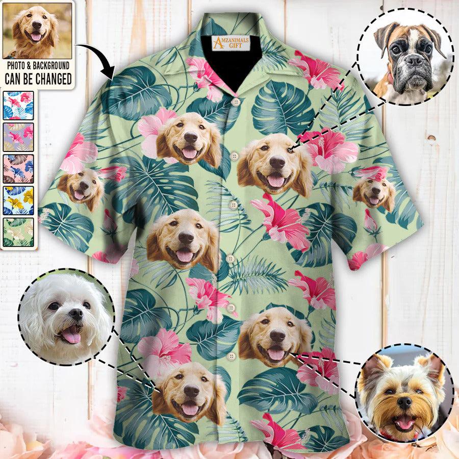 Shih Tzu Face Custom Aloha Hawaii Shirt - Dog Custom Photo With Tropical Pattern Personalized Hawaiian Shirt - Perfect Gift For Dog Lovers, Friend, Family - Image 2