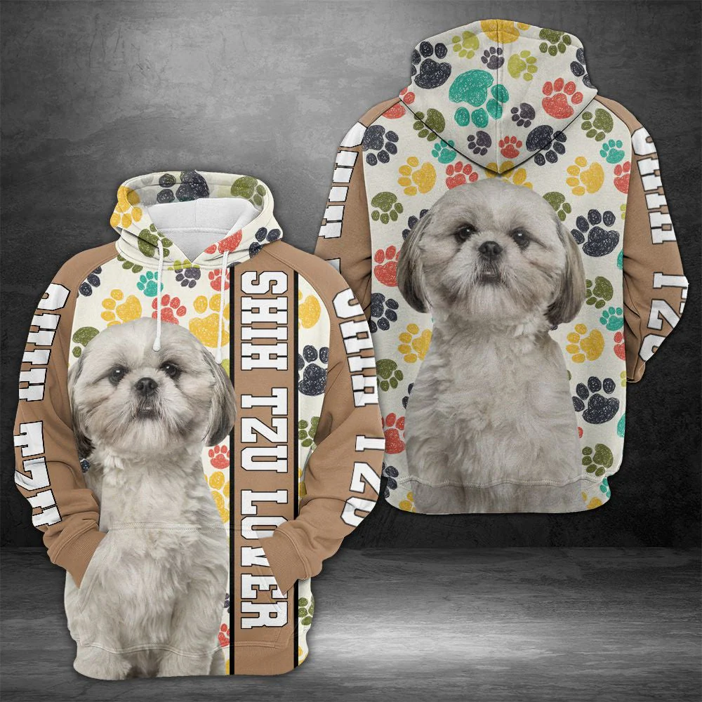 Shih Tzu Paws Lover Pullover Premium Hoodie, Perfect Outfit For Men And Women On Christmas New Year Autumn Winter - Image 2
