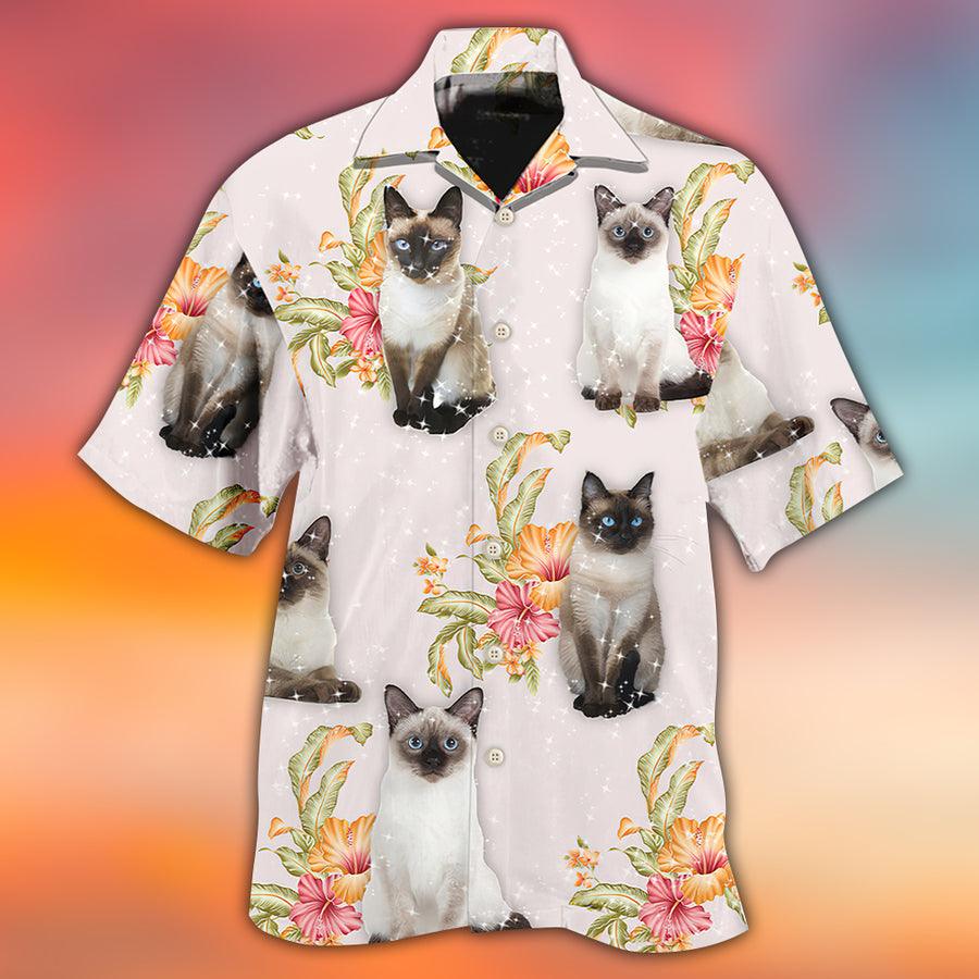 Siamese Cat Hawaiian Shirt For Summer, Cat Tropical Floral Aloha Shirts, Best Colorful Cat Hawaiian Shirts For Men Women, Friend, Team, Cat Lovers - Image 2