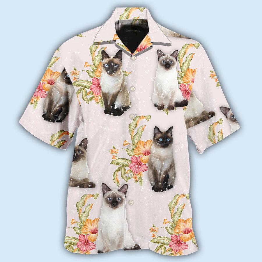 Siamese Cat Hawaiian Shirt For Summer, Cat Tropical Floral Aloha Shirts, Best Colorful Cat Hawaiian Shirts For Men Women, Friend, Team, Cat Lovers - Image 3