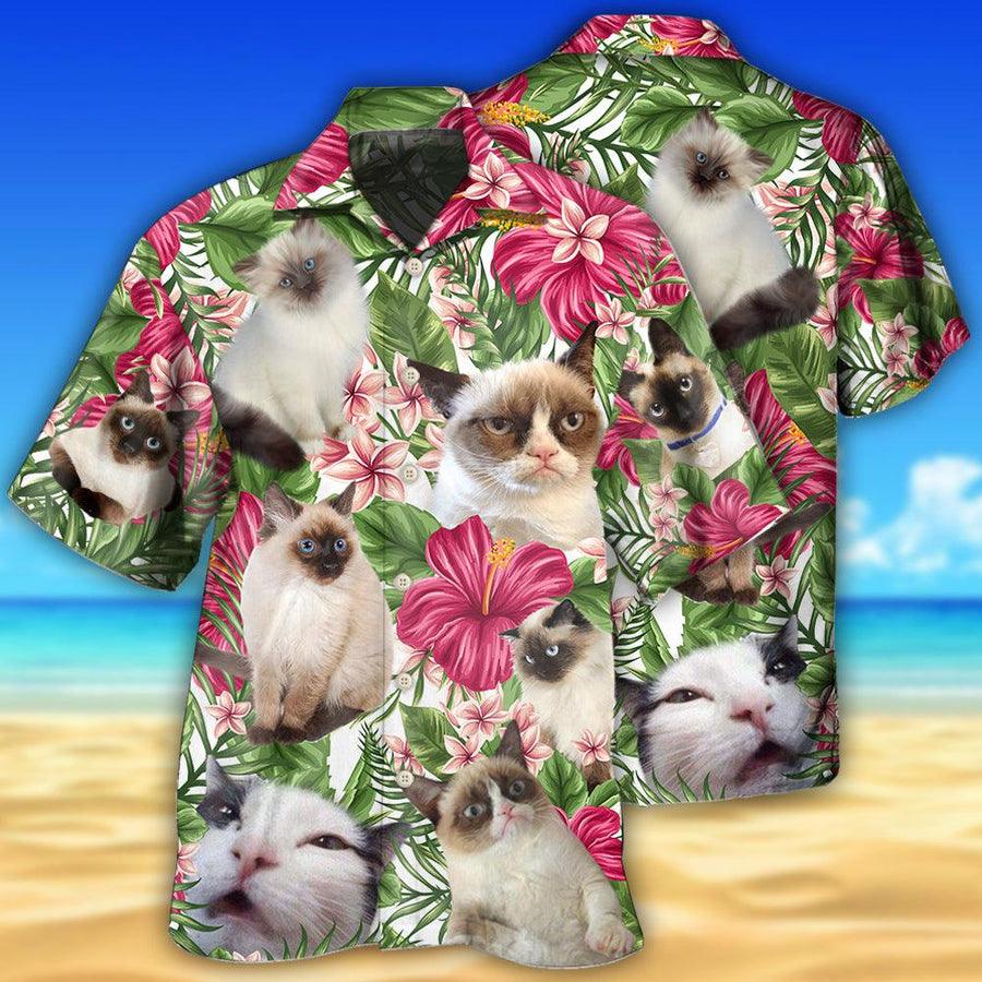 Siamese Cat Hawaiian Shirt For Summer, Cat Tropical Floral, Best Colorful Cool Cat Hawaiian Shirts Outfit For Men Women, Friend, Team, Cat Lovers - Image 2
