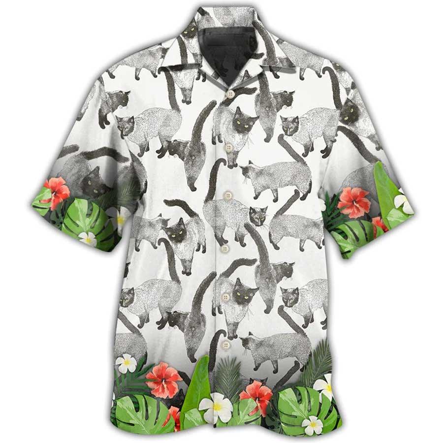Siamese Cat Hawaiian Shirt For Summer, Cat Tropical Style, Best Colorful Cool Cat Hawaiian Shirts Outfit For Men Women, Friend, Cat Lover