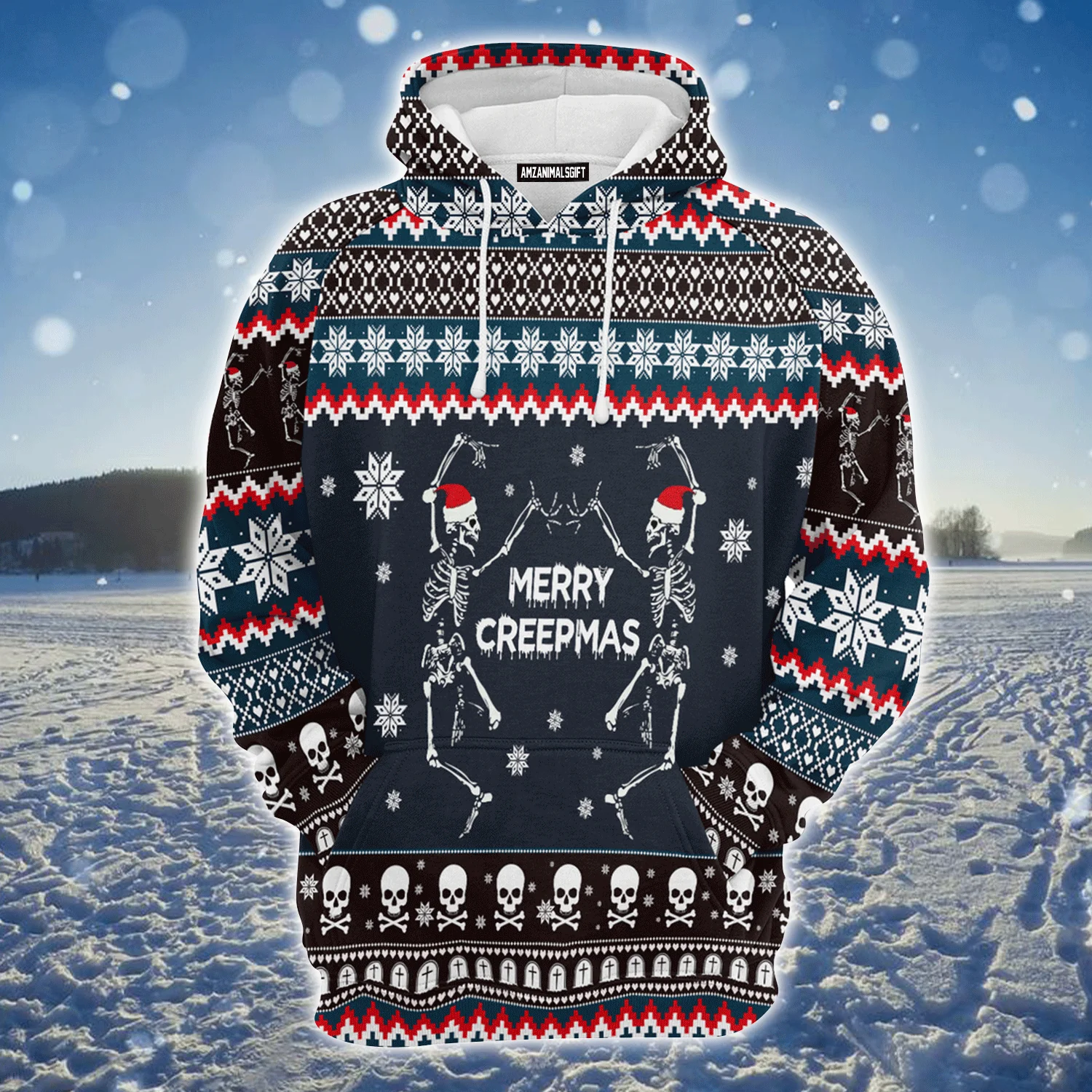 Skeleton Premium Christmas Hoodie, Skeleton Merry Creepmas Unisex Hoodie For Men & Women - Perfect Gift For Christmas, Skeleton Lover