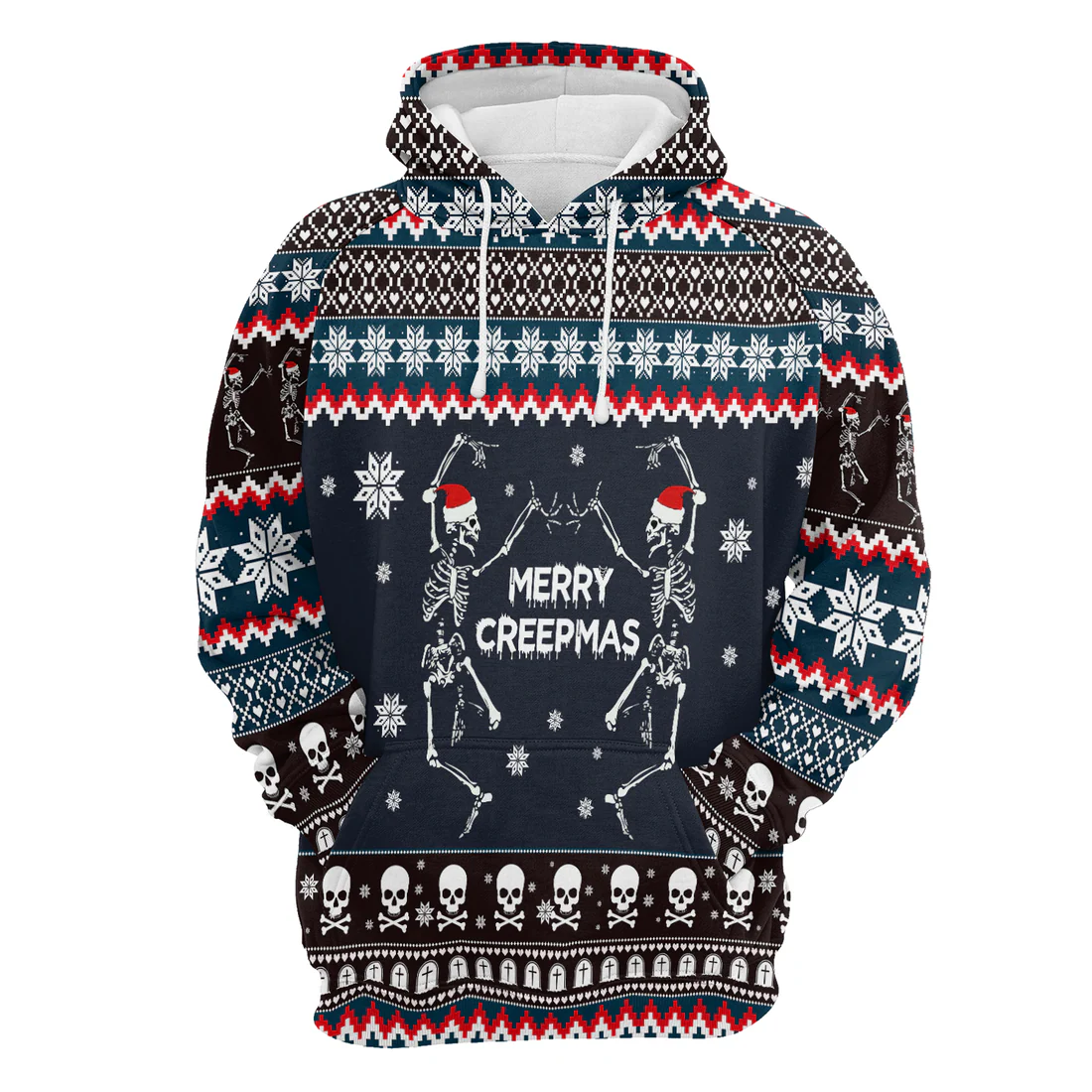 Skeleton Premium Christmas Hoodie, Skeleton Merry Creepmas Unisex Hoodie For Men & Women - Perfect Gift For Christmas, Skeleton Lover - Image 3