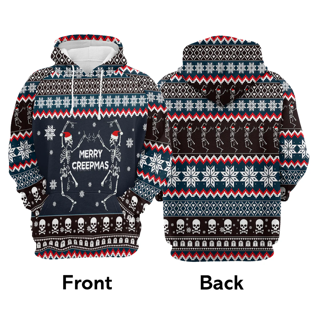 Skeleton Premium Christmas Hoodie, Skeleton Merry Creepmas Unisex Hoodie For Men & Women - Perfect Gift For Christmas, Skeleton Lover - Image 4