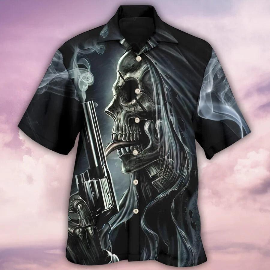 Skull Aloha Hawaiian Shirt For Summer - I'll Put You In The Trunk Hawaiian Shirt - Skull Dark Red Smoke Hawaiian Shirt - Perfect Gift For Men, Women, Skull Lover - Image 2