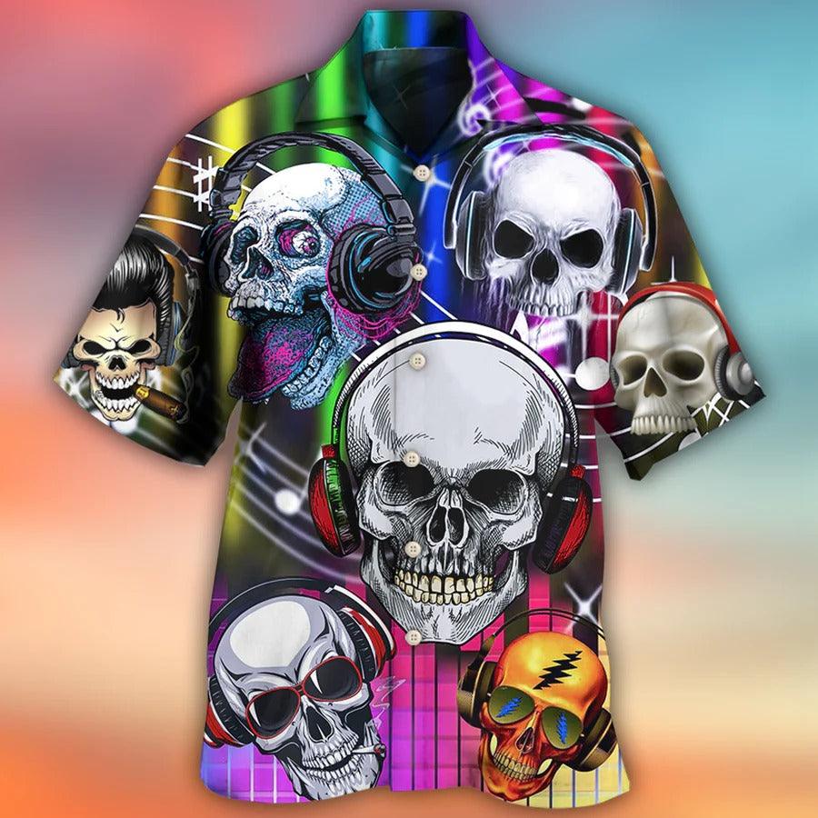 Skull Aloha Hawaiian Shirt For Summer - Skull Aloha Skull Music Lets Get High Hawaiian Shirt - Perfect Gift For Men, Women, Skull Lover - Image 2