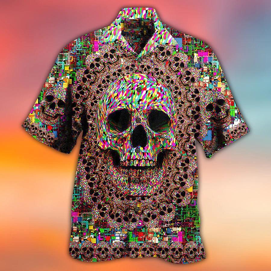 Skull Aloha Hawaiian Shirt For Summer - Skull Amazing Smiling, illusion Skull Hawaiian Shirt - Perfect Gift For Men, Women, Skull Lover