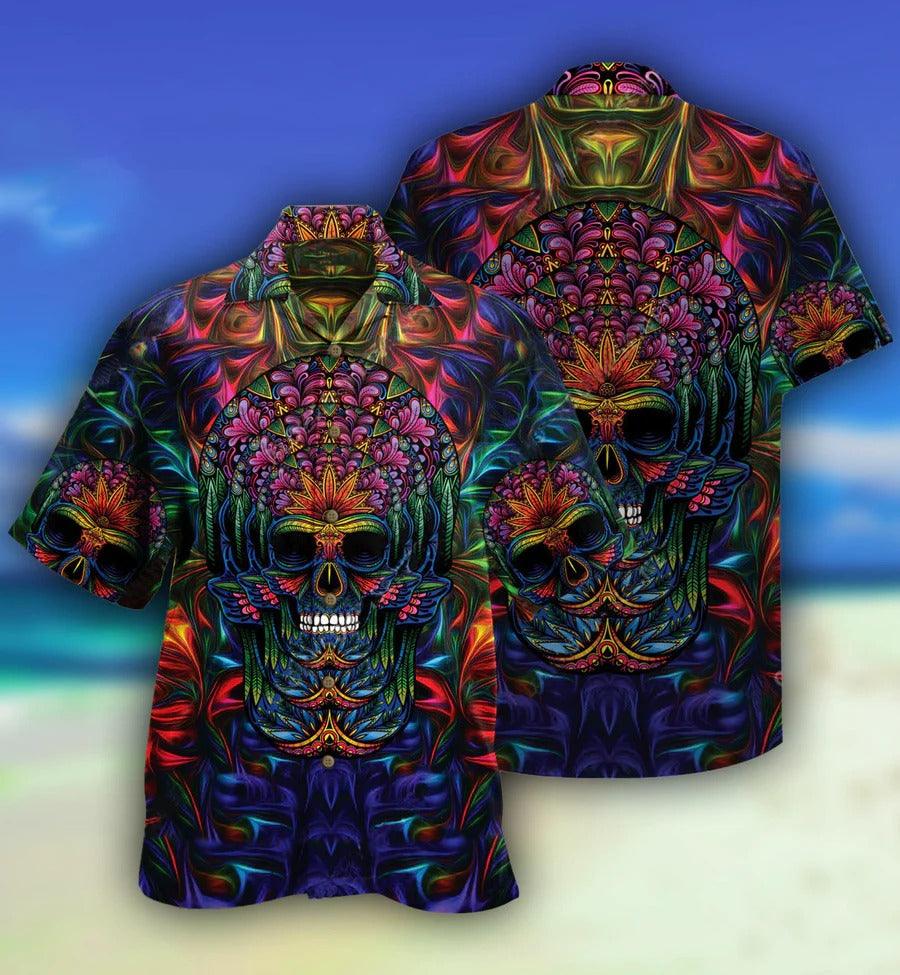 Skull Aloha Hawaiian Shirt For Summer - Skull Awesome Amazing , Skull Illusion Colorful Hawaiian Shirt - Perfect Gift For Men, Women, Skull Lover - Image 2