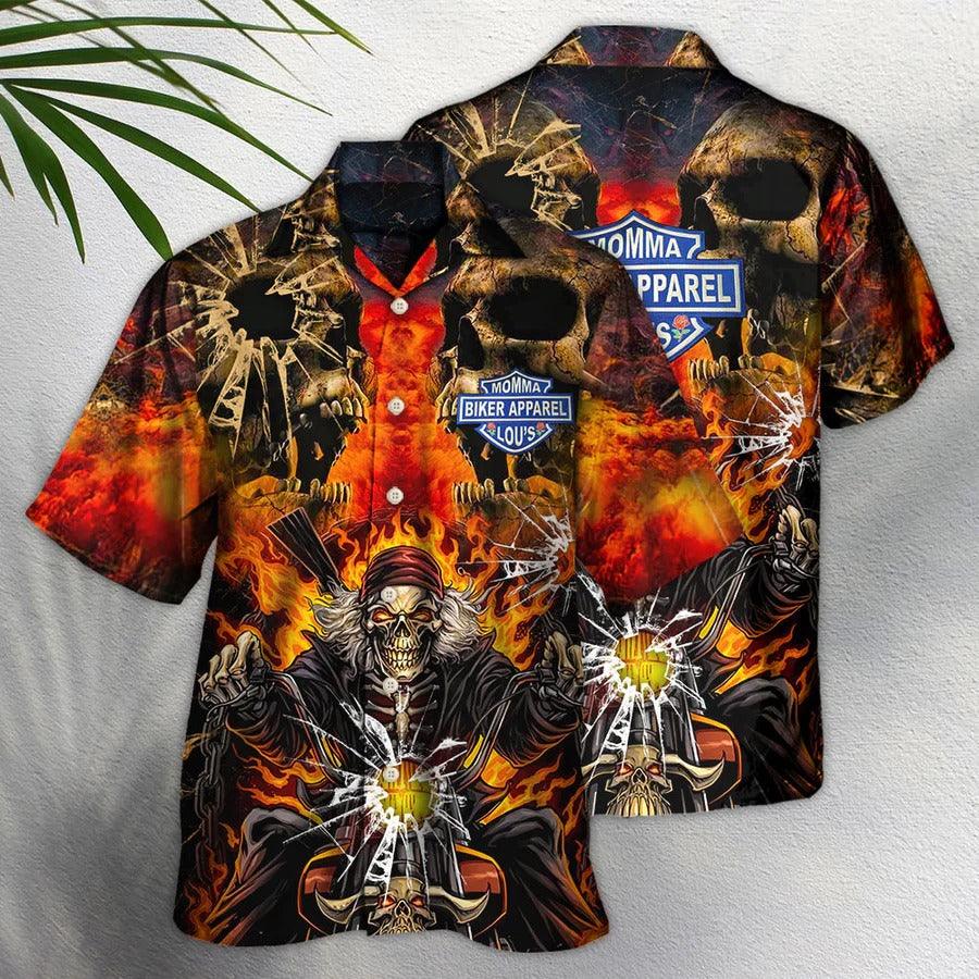 Skull Aloha Hawaiian Shirt For Summer - Skull Biker Lovely Style Hawaiian Shirt - Perfect Gift For Men, Women, Skull Lover