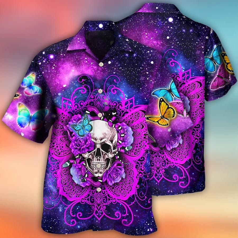 Skull Aloha Hawaiian Shirt For Summer - Skull Butterfly Snake Lighting Flower Hawaiian Shirt - Perfect Gift For Men, Women, Skull Lover