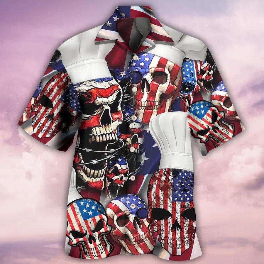 Skull Aloha Hawaiian Shirt For Summer - Skull Chef America Independence Day Hawaiian Shirt - Perfect Gift For Men, Women, Skull Lover - Image 2