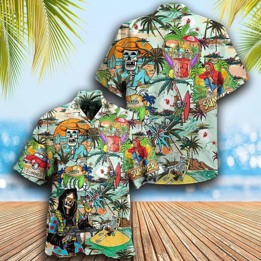 Skull Aloha Hawaiian Shirt For Summer - Skull Chill Out Summer Beach Hawaiian Shirt - Perfect Gift For Men, Women, Skull Lover - Image 2