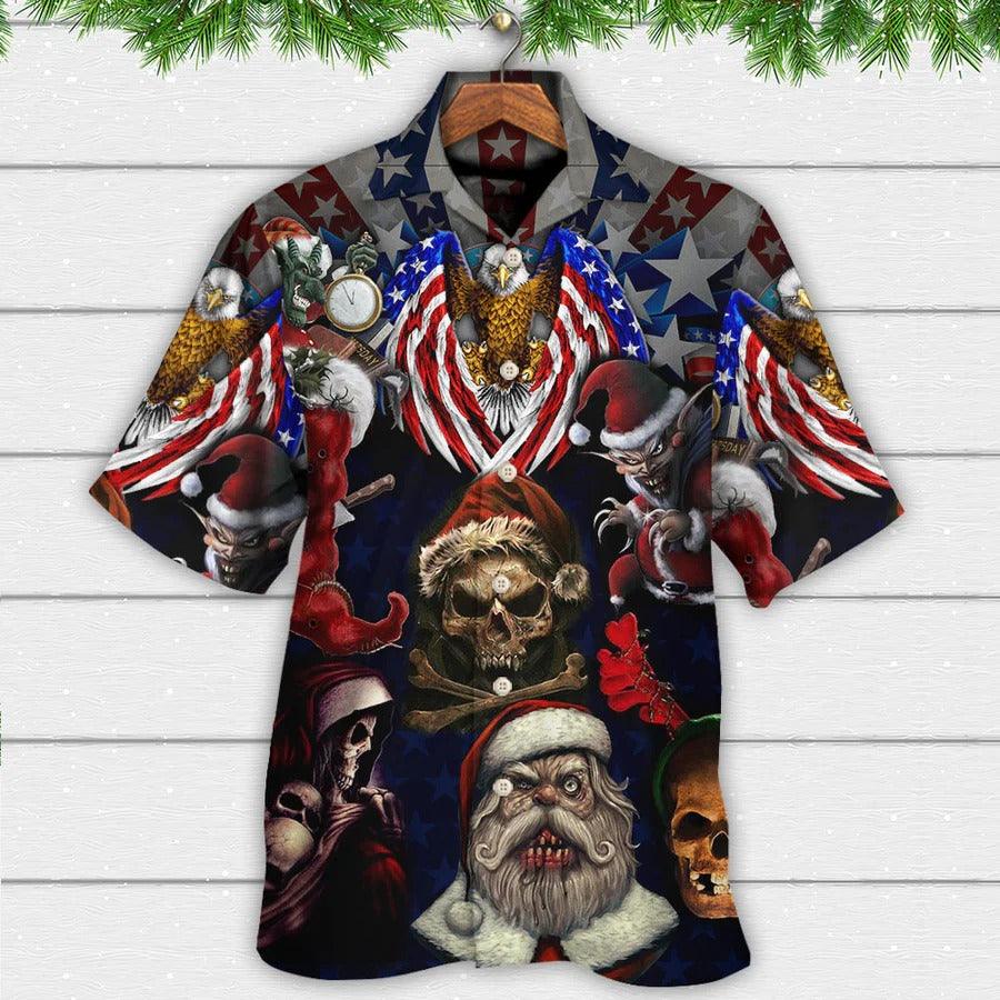 Skull Aloha Hawaiian Shirt For Summer - Skull Christmas USA Eagle Flag Skeleton Art Hawaiian Shirt - Perfect Gift For Men, Women, Skull Lover - Image 2