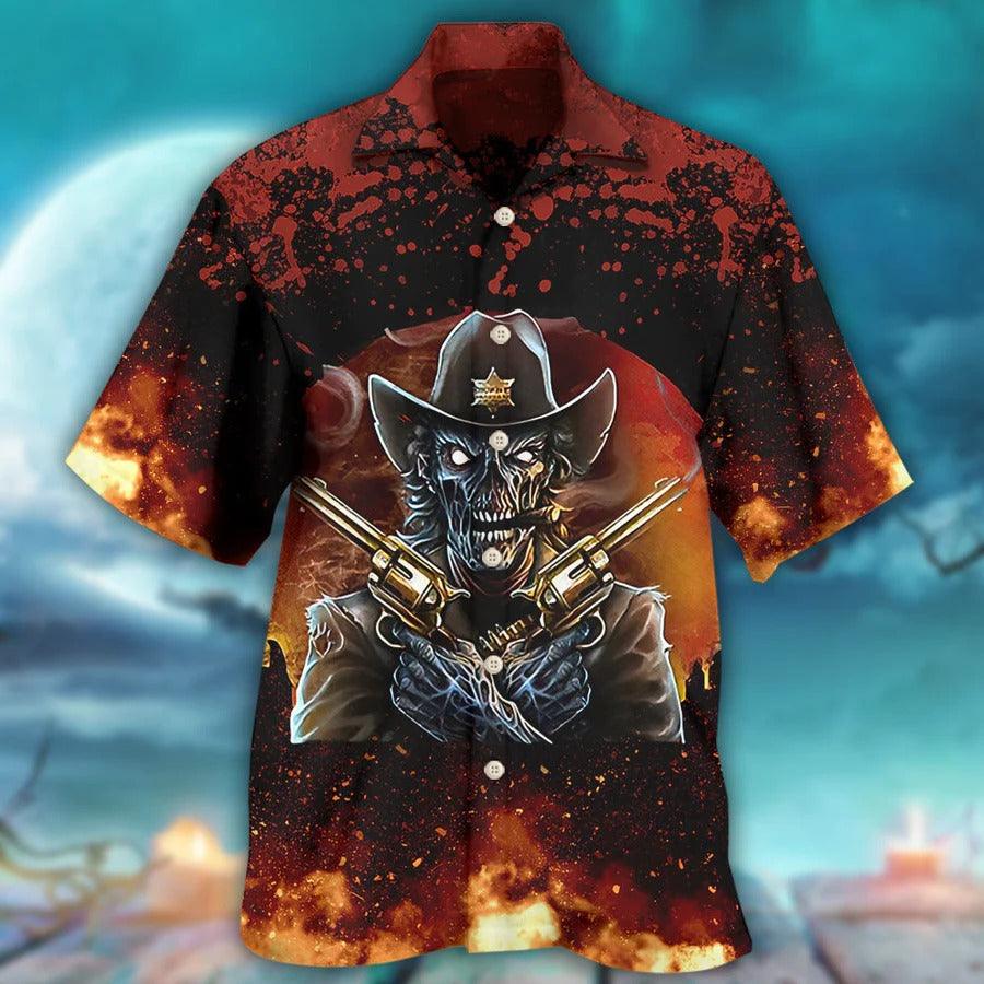 Skull Aloha Hawaiian Shirt For Summer - Skull Cowboy I’m Your Huckleberry Hawaiian Shirt - Perfect Gift For Men, Women, Skull Lover - Image 2