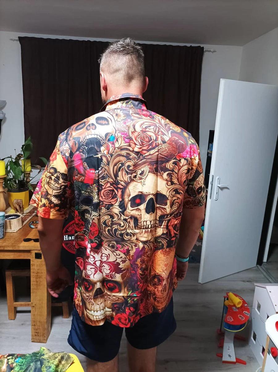 Skull Aloha Hawaiian Shirt For Summer - Skull Day Of The Dead Floral Hawaiian Shirt - Perfect Gift For Men, Women, Skull Lover - Image 3