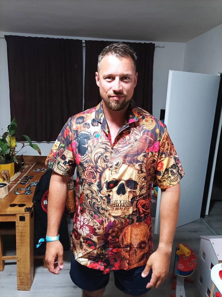 Skull Aloha Hawaiian Shirt For Summer - Skull Day Of The Dead Floral Hawaiian Shirt - Perfect Gift For Men, Women, Skull Lover - Image 4