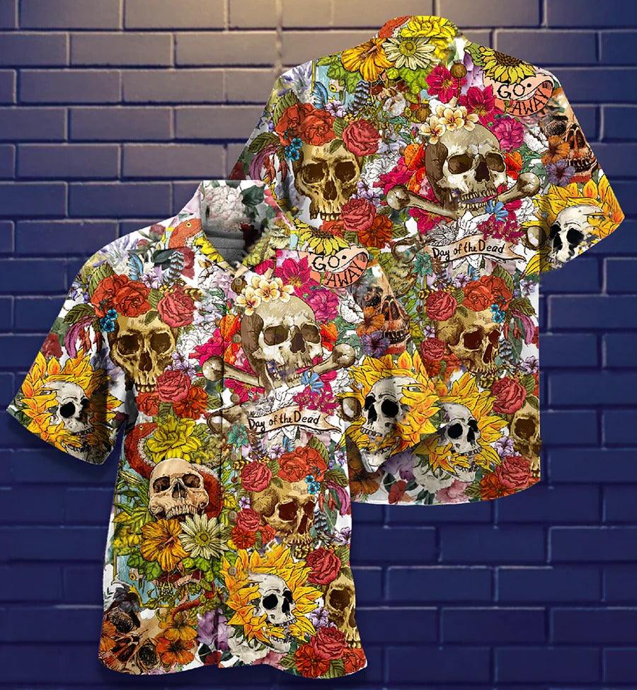 Skull Aloha Hawaiian Shirt For Summer - Skull Day Of The Dead Flower Skull Hawaiian Shirt - Perfect Gift For Men, Women, Skull Lover - Image 3