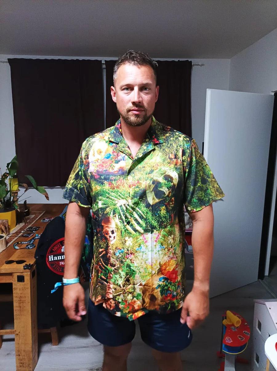Skull Aloha Hawaiian Shirt For Summer - Skull Flower Skeleton Forever Hawaiian Shirt - Perfect Gift For Men, Women, Skull Lover - Image 3