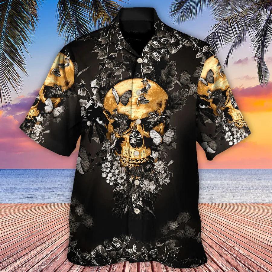 Skull Aloha Hawaiian Shirt For Summer - Skull Flowers Grow Out Of Dark Moments Hawaiian Shirt - Perfect Gift For Men, Women, Skull Lover - Image 2
