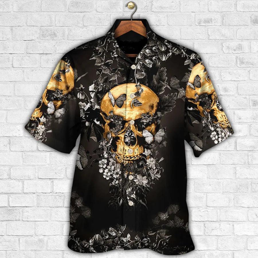 Skull Aloha Hawaiian Shirt For Summer - Skull Flowers Grow Out Of Dark Moments Hawaiian Shirt - Perfect Gift For Men, Women, Skull Lover - Image 3