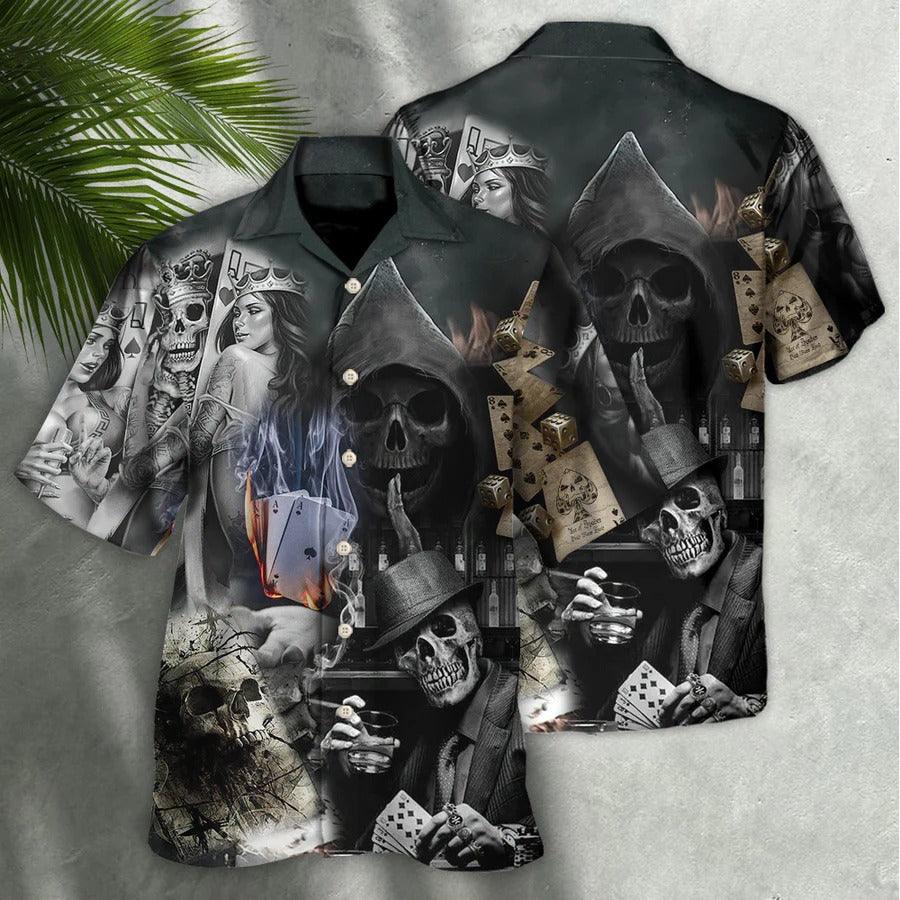 Skull Aloha Hawaiian Shirt For Summer - Skull Gambling The Death Game Begin Hawaiian Shirt - Perfect Gift For Men, Women, Skull Lover